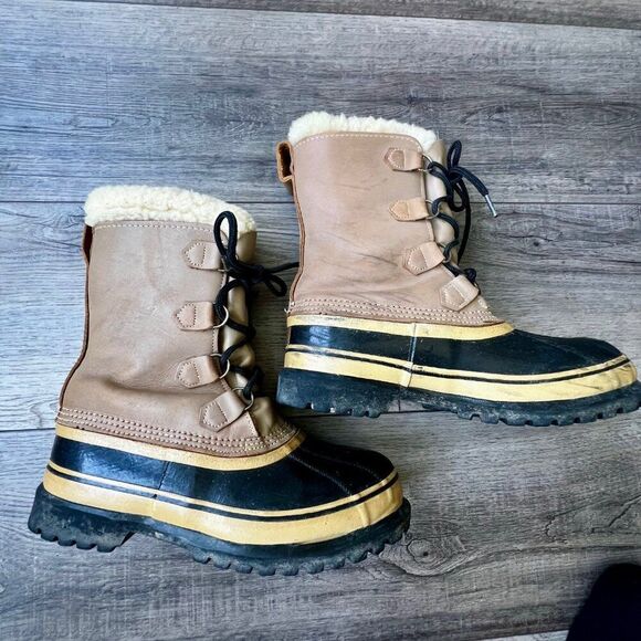 Sorel Caribou Waterproof Boots Wool Liners Lace Ups Snow Rain Utility Warm Mens - Picture 1 of 11